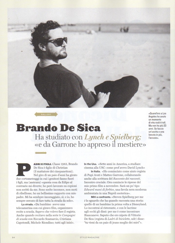 BRANDO DE SICA SU STYLE MAGAZINE